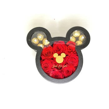 Minnie Mickey Box Red Roses and Ferrero Rocher